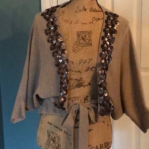 Robbi & Nikki Sequin Front Tie Cardigan Size L